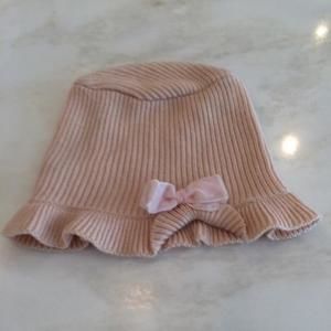 Italian Pink Girls Ribbed Wool Knitted Hat